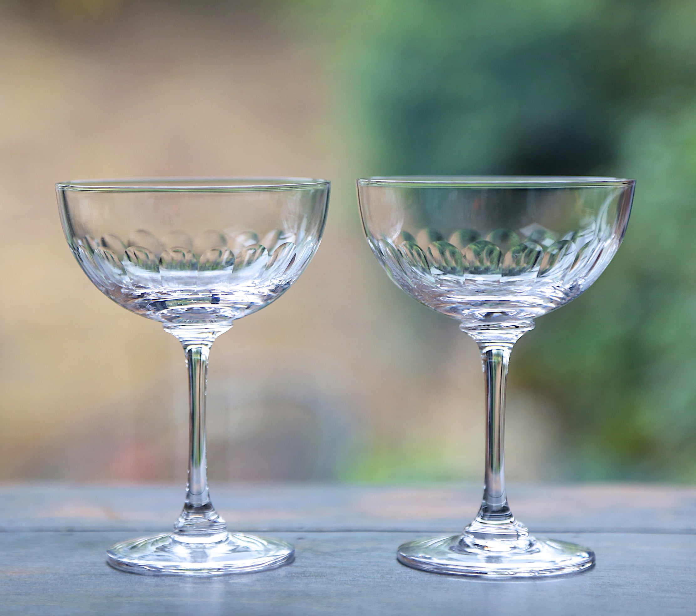 Large Crystal Champagne Saucers with Lens Design