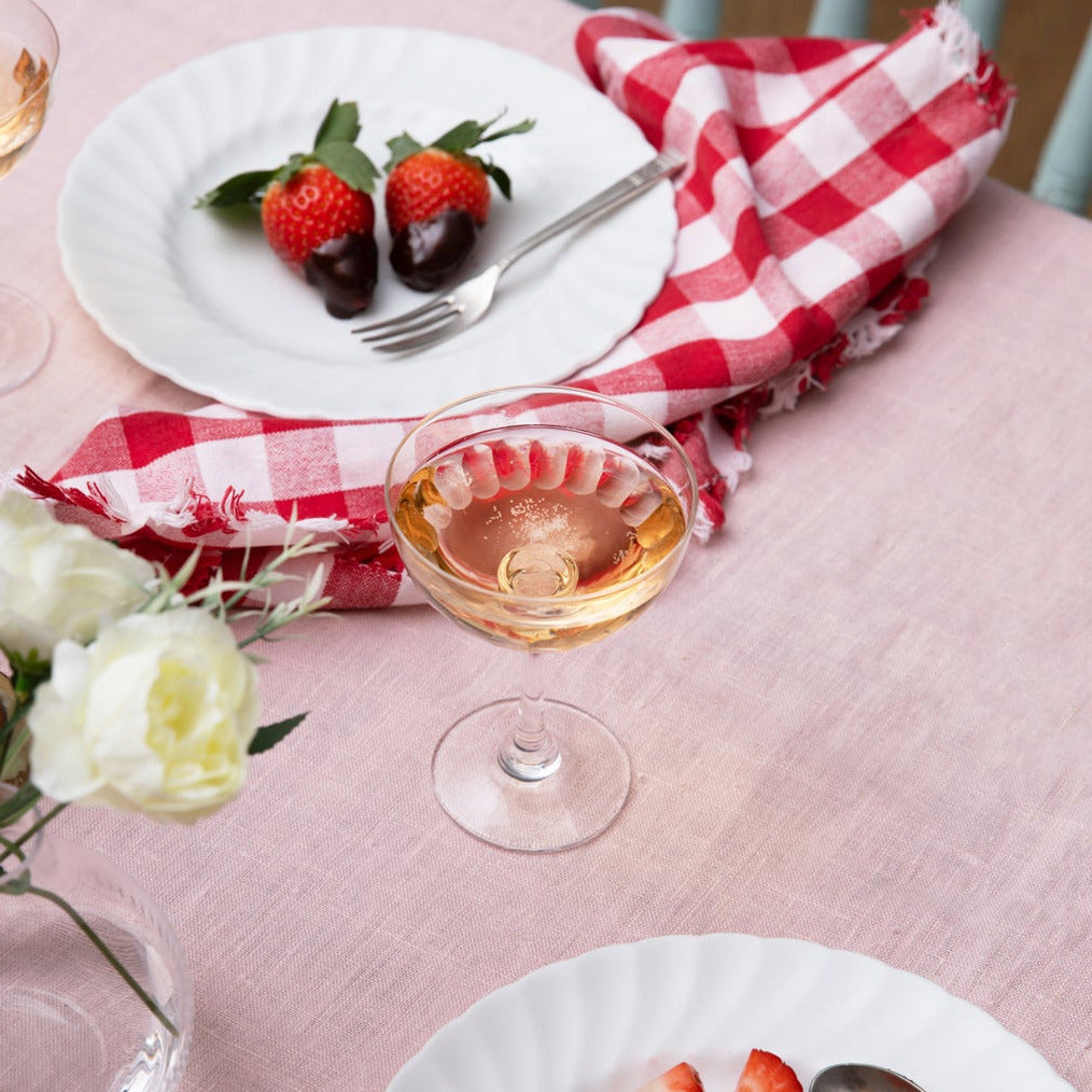 Large Crystal Champagne Saucers with Ovals Design