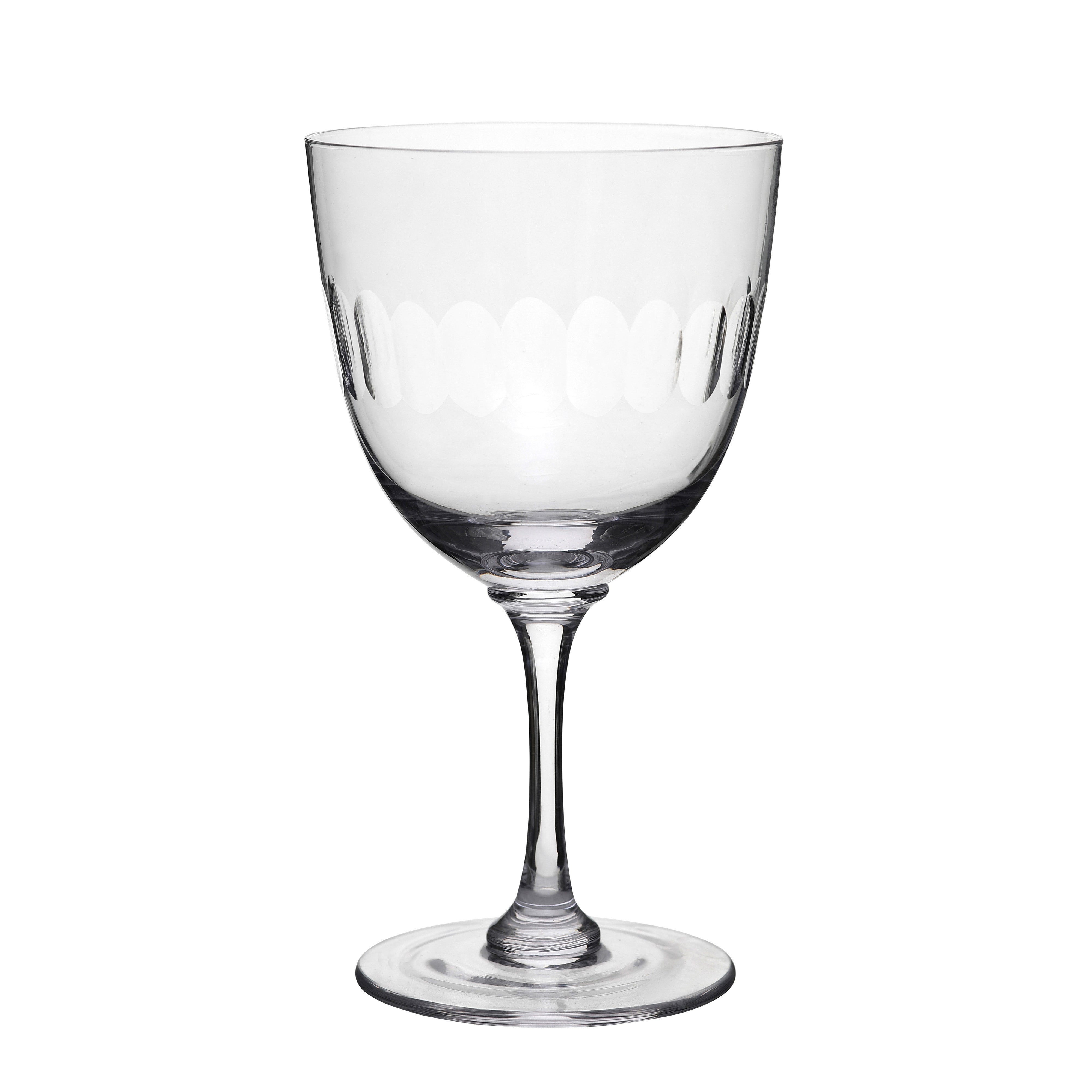 A Pair of Crystal Wine Glasses with Lens Design
