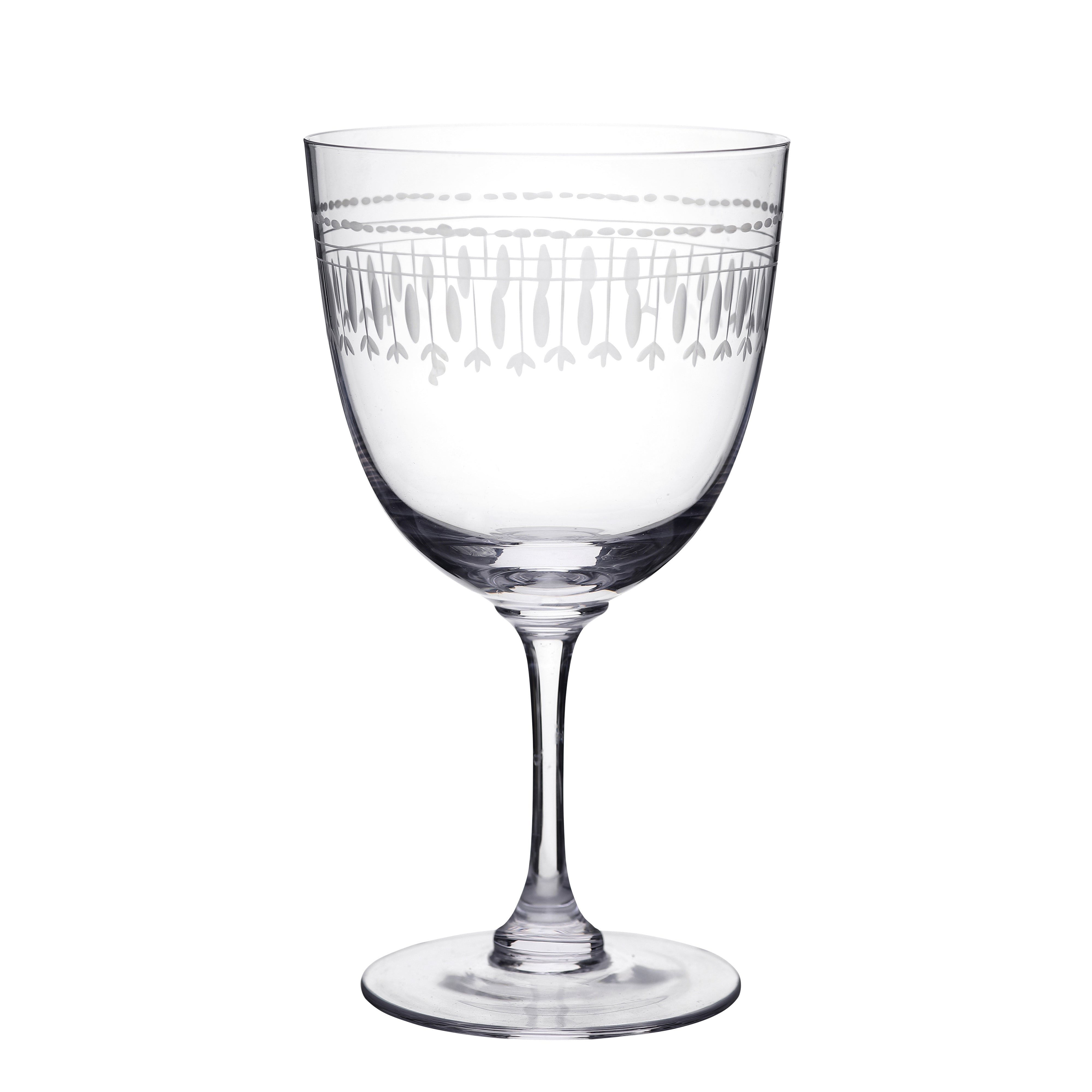 A Pair of Crystal Wine Glasses with Ovals Design