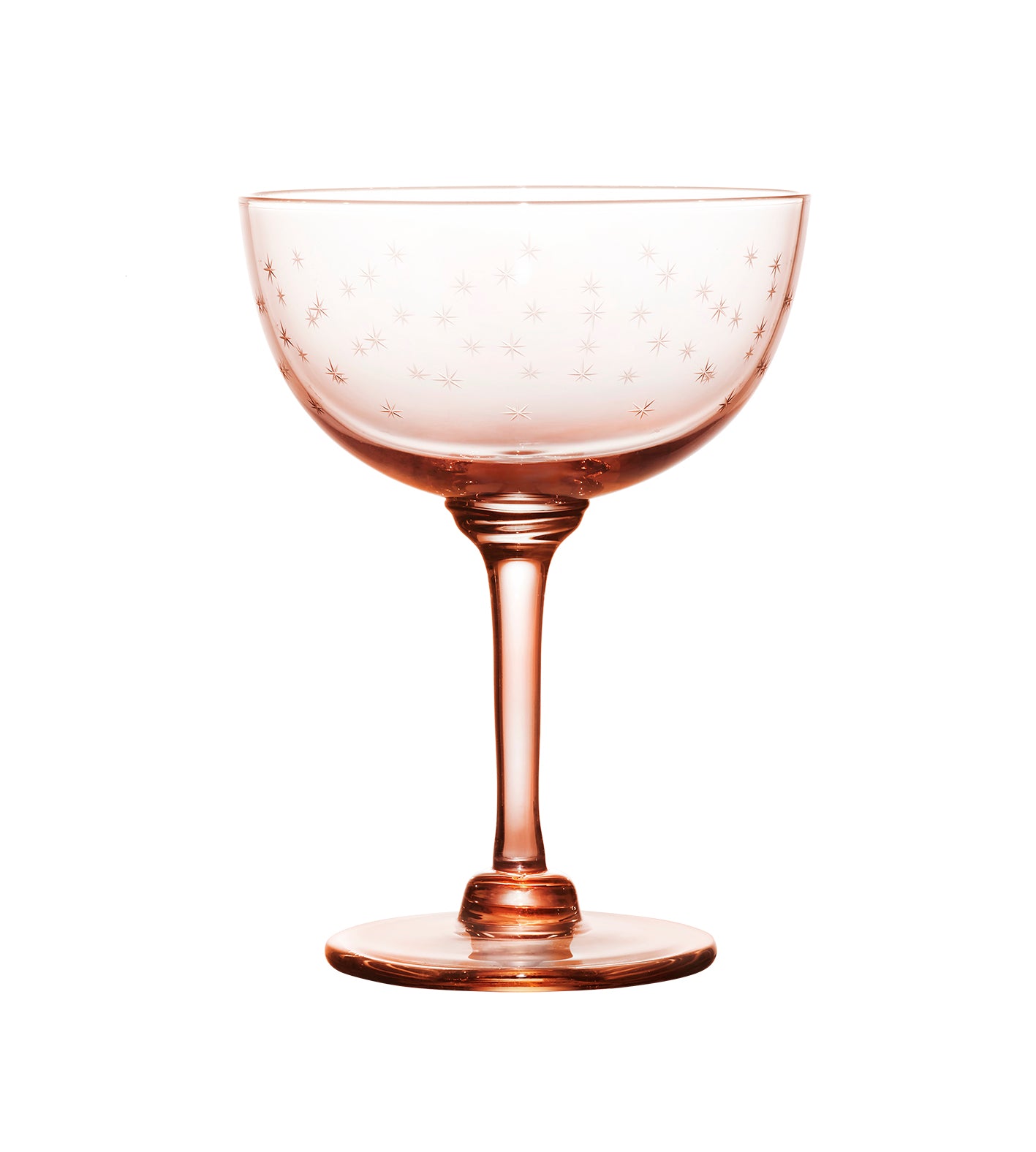 rose crystal champagne saucers with stars design