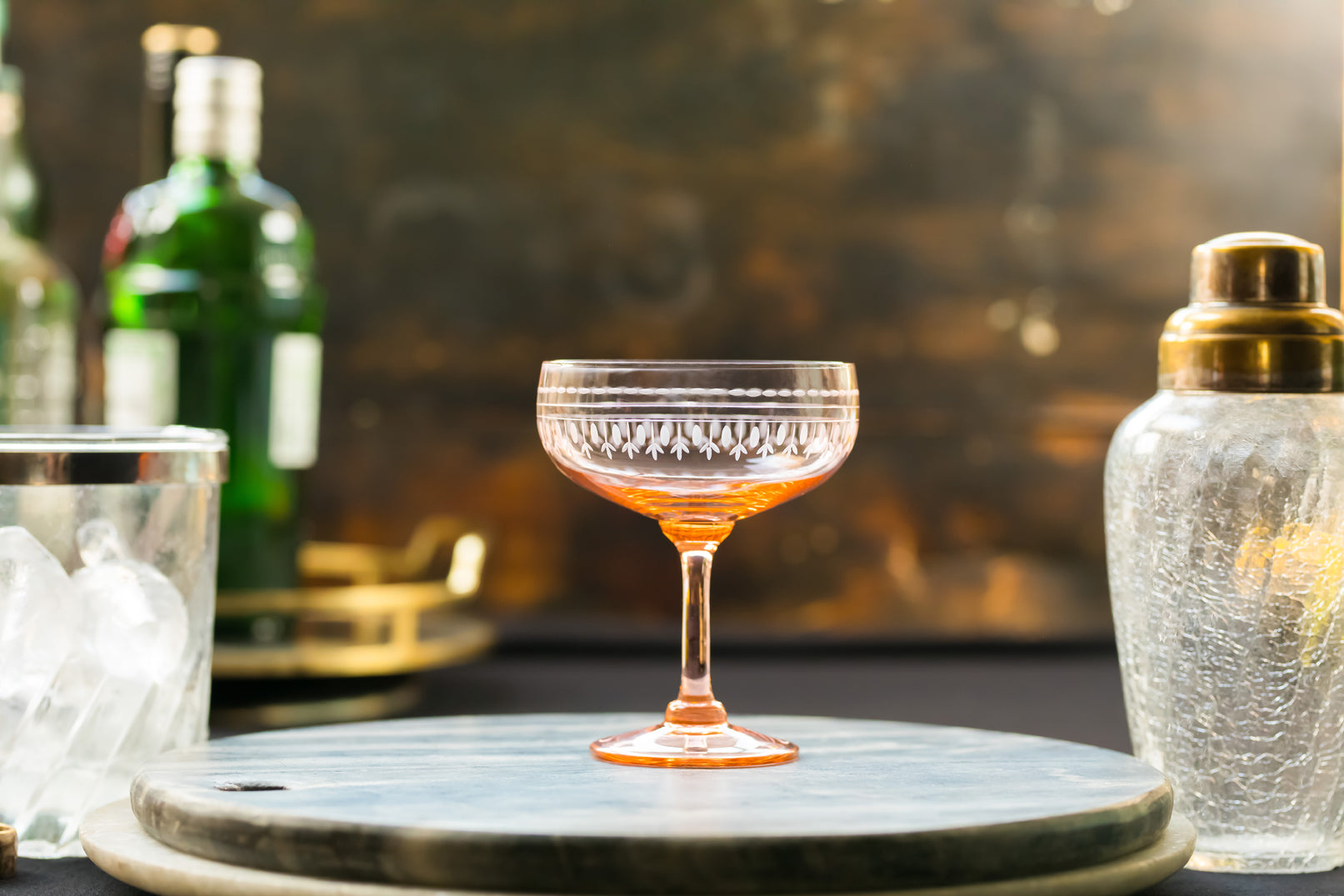 four rose crystal cocktail glasses with ovals design