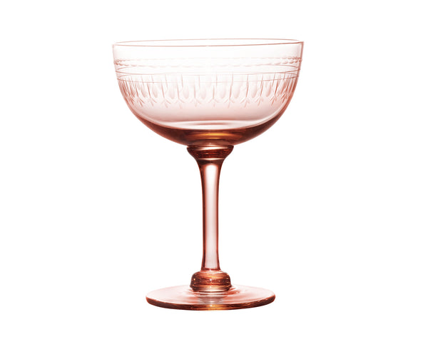 rose crystal champagne saucers with ovals design
