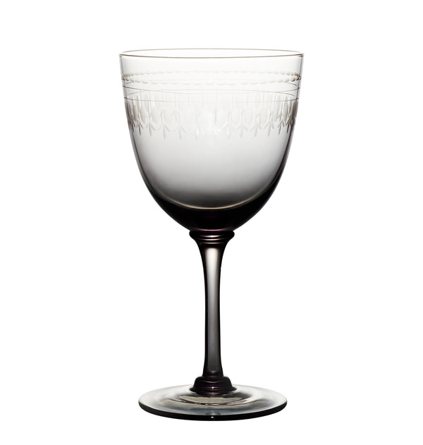 smoky crystal wine glasses with ovals design