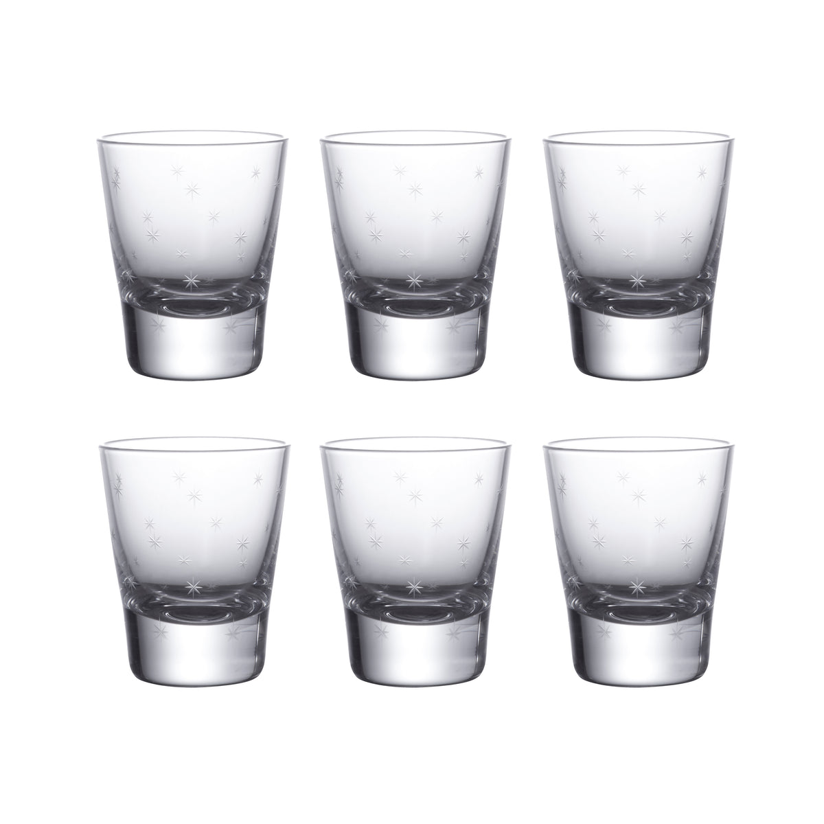 Six Shot Glasses with Stars Design