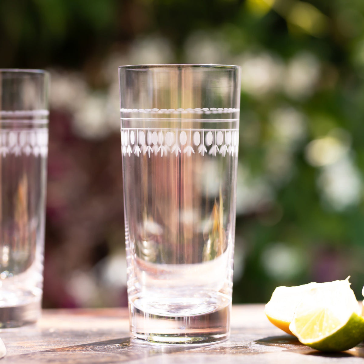 A Set Of Four Crystal Highballs with Ovals Design