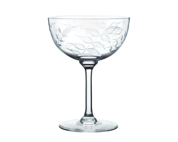 Crystal Champagne Saucers with Fern Design