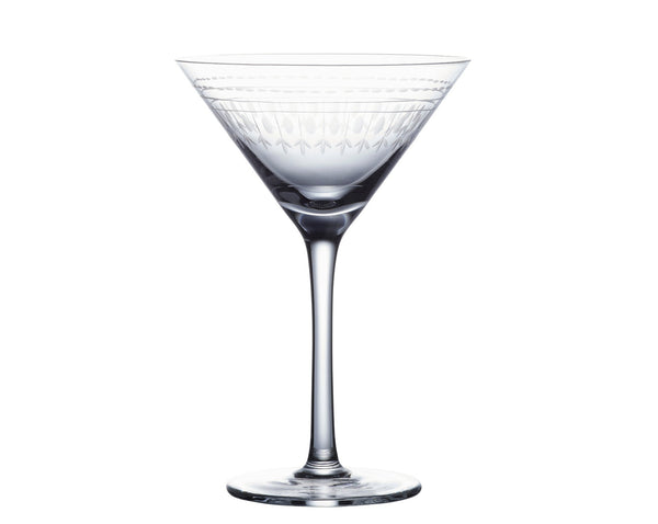 A Pair of Crystal Martini Glasses with Ovals Design