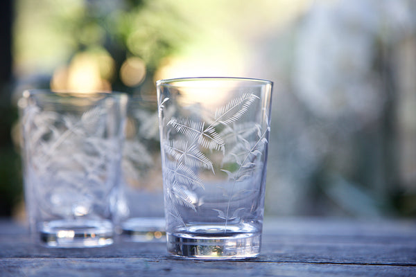Crystal Tumblers with Fern Design