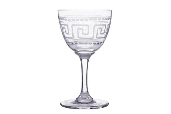 Crystal Liqueur Glasses with Greek Key Design