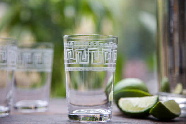 Crystal Tumblers with Greek Key Design