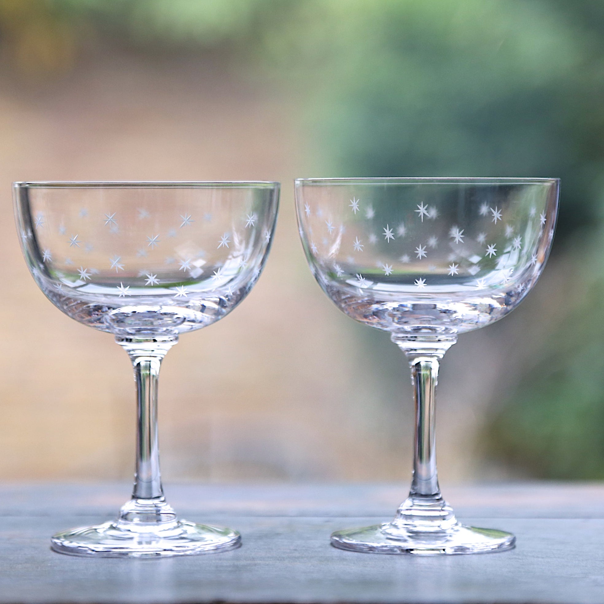 Coppe da Champagne in Cristallo con Decorazione a Stelle