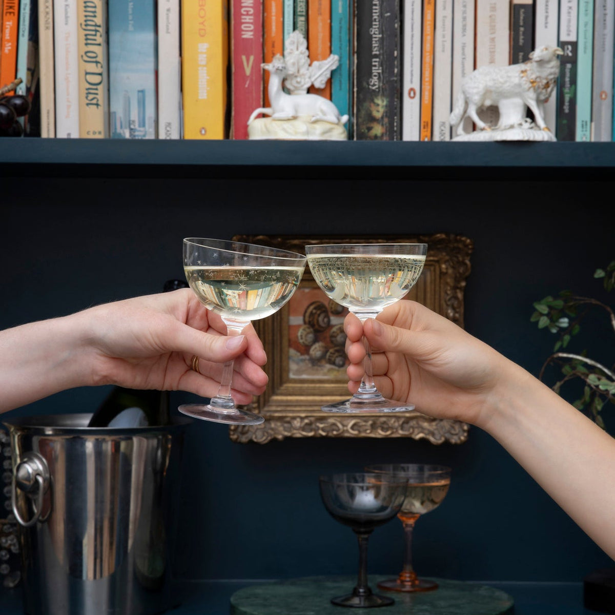 Crystal Champagne Saucers with Lens Design