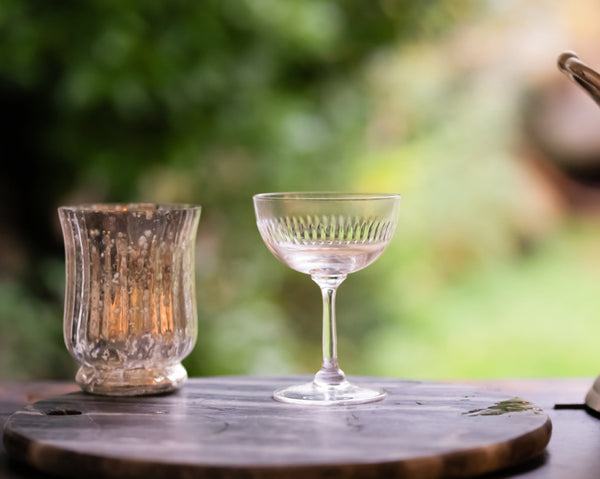 Crystal Champagne Saucers with Spears Design