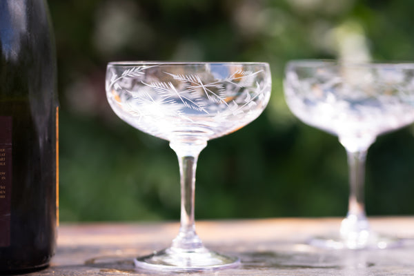 Crystal Martini Glasses with Spears Design, Set of 2