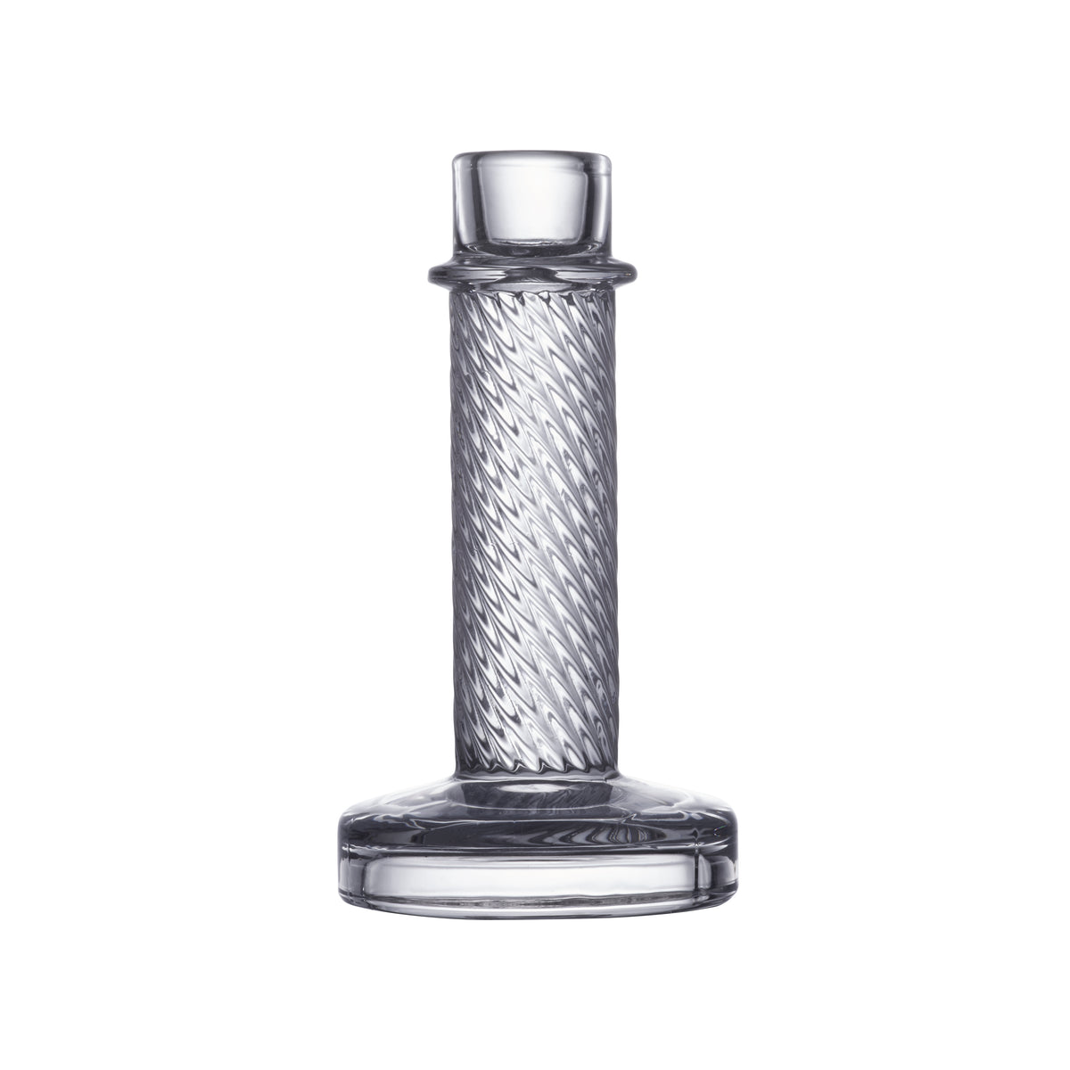 A Clear Twisted Doric Candlestick