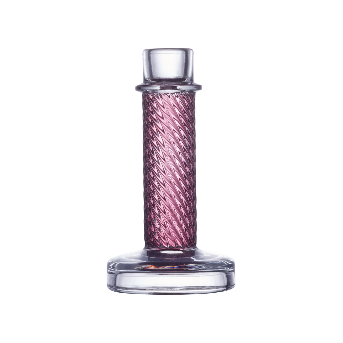 A Pink Twisted Doric Candlestick