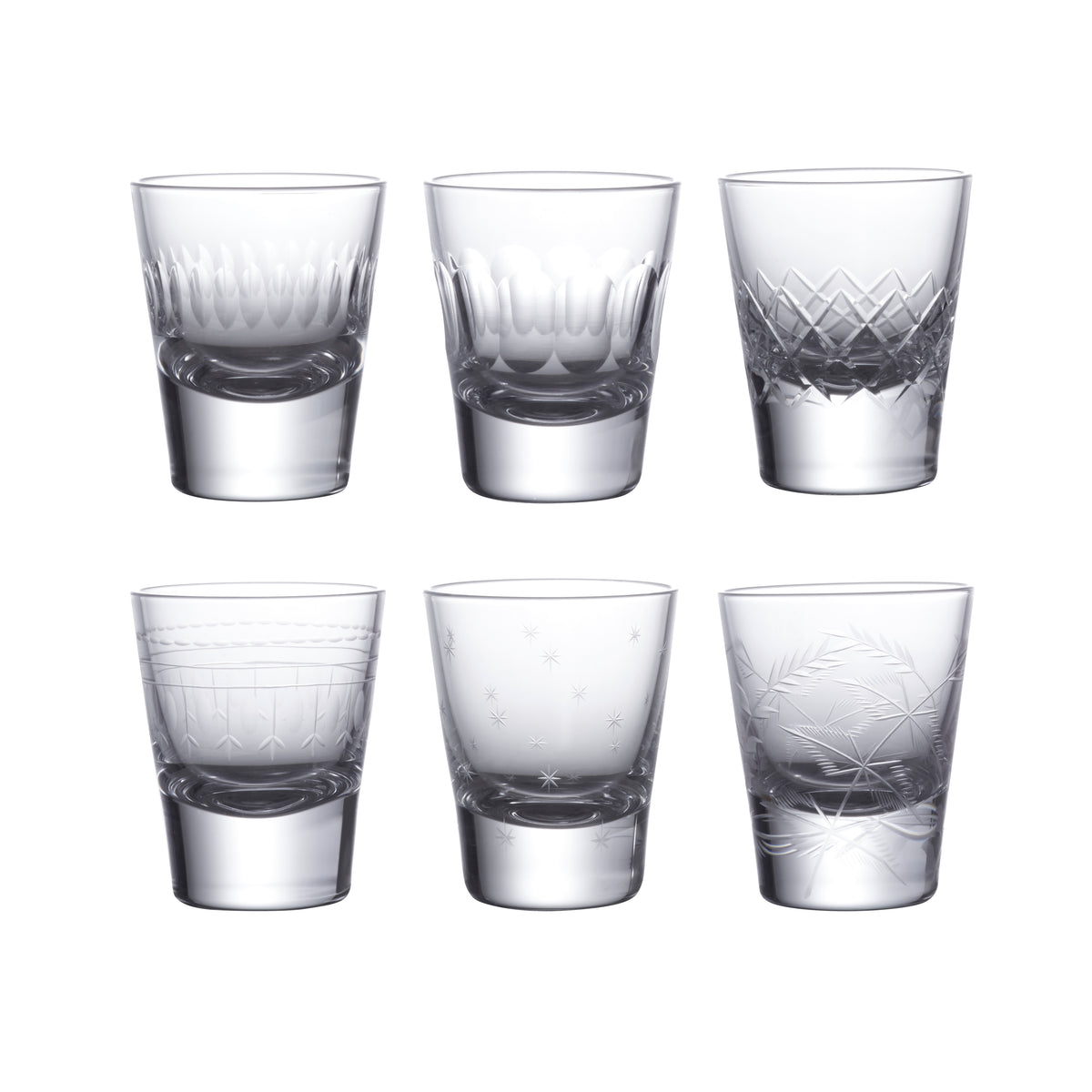 Six Shot Glasses with Mixed Designs