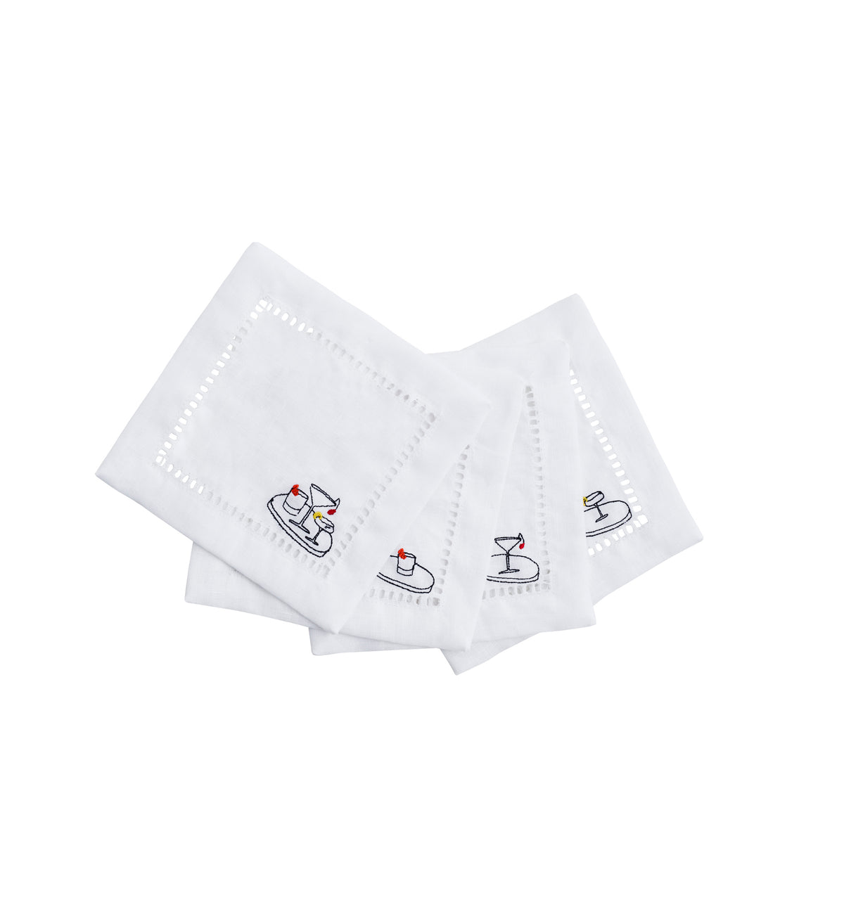 A Set of Four Linen Cocktail Napkins