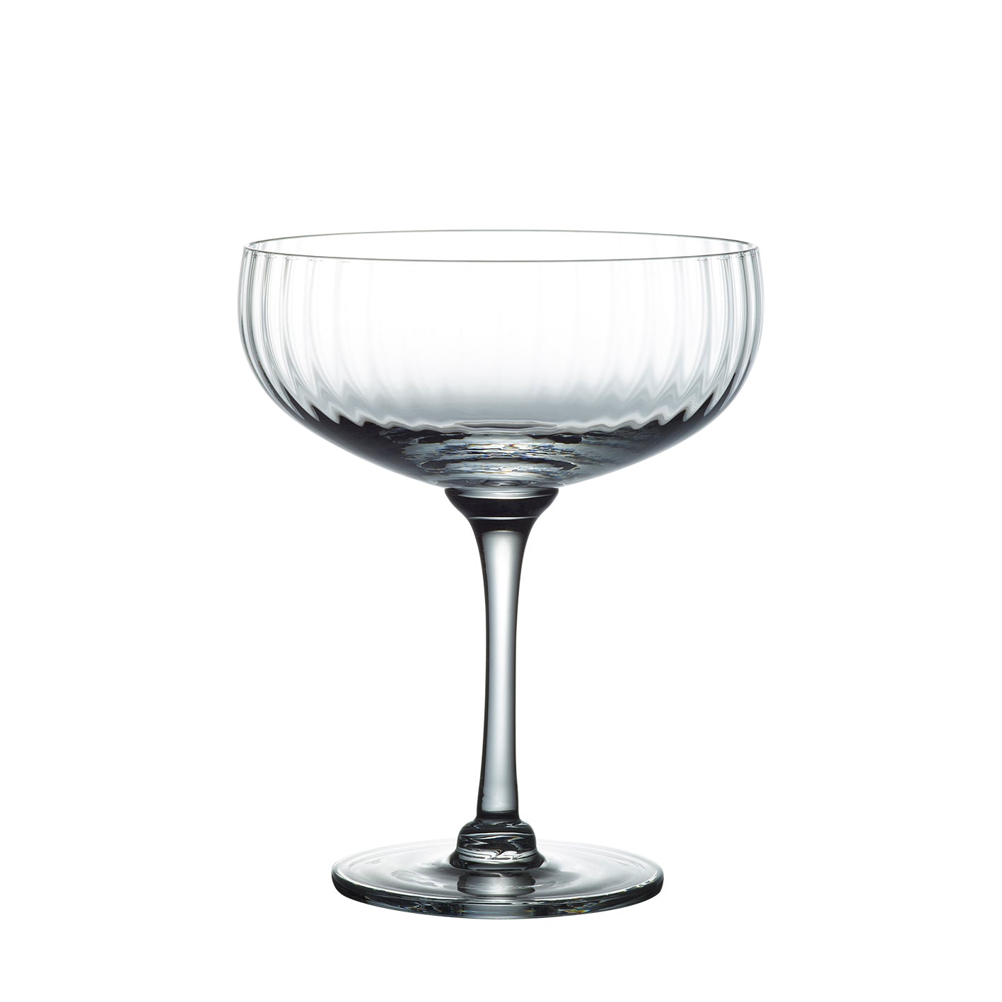 Four Crystal Cocktail Glasses with Ripple Design