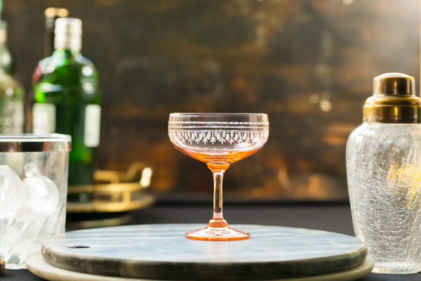 rose crystal cocktail glasses with ovals design