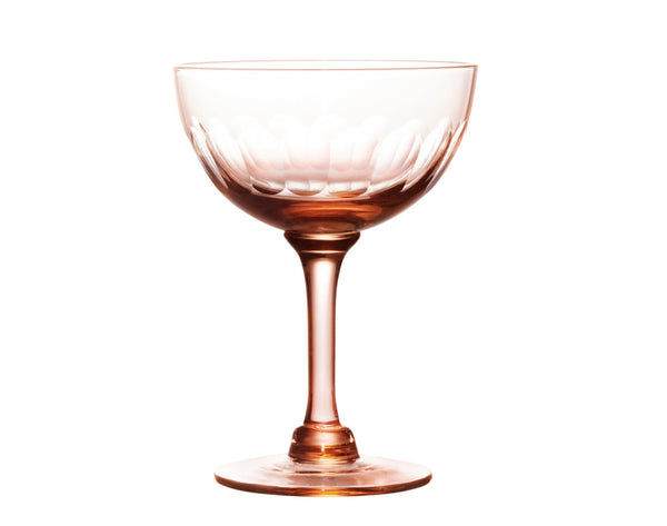 rose crystal champagne saucers with lens design