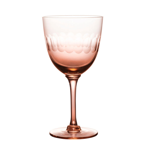 rose crystal wine glasses with lens design