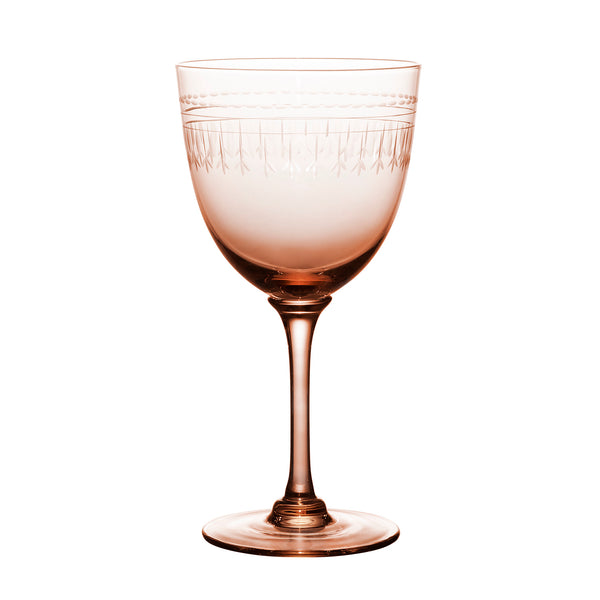 four rose crystal wine glasses with ovals design