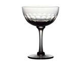 smoky crystal champagne saucers with lens design