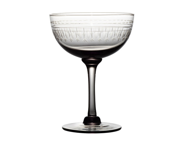 smoky crystal champagne saucers with ovals design