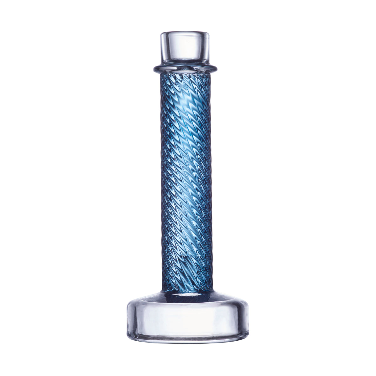 A Tall Blue Twisted Doric Candlestick
