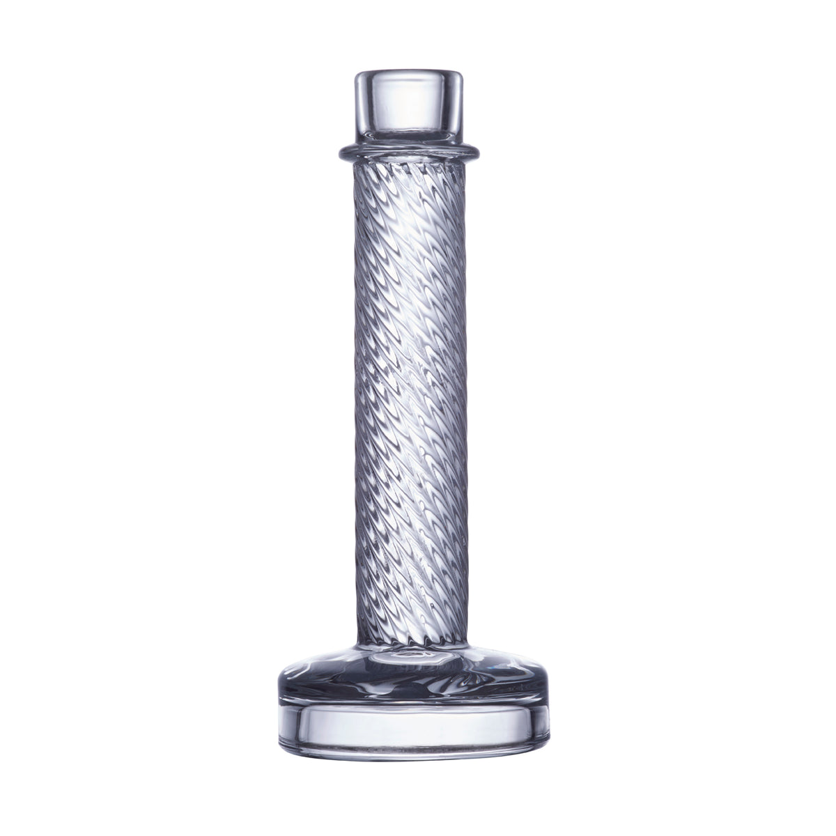 A Tall Clear Twisted Doric Candlestick
