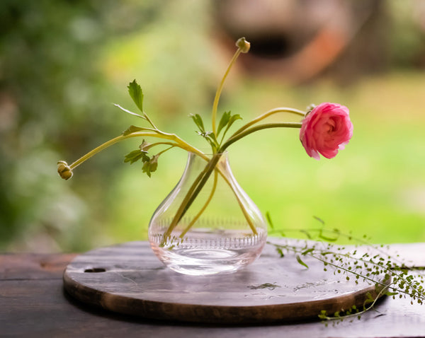 A Small Crystal Vase with Spears Design