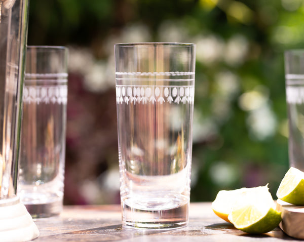 A Set Of Four Crystal Highballs with Ovals Design