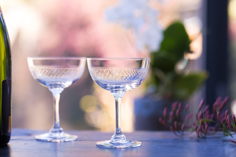 Crystal Champagne Saucers with Lens Design – The Vintage List