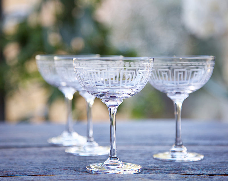 Crystal Champagne Saucers with Ovals Design – The Vintage List