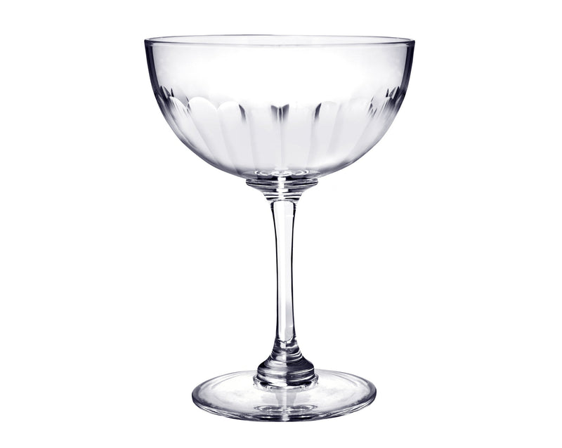 Crystal Champagne Saucers with Lens Design, Set of 2