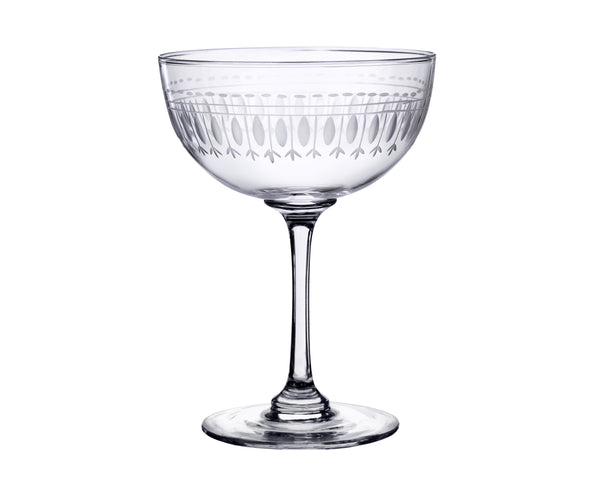 Crystal Champagne Saucers with Ovals Design