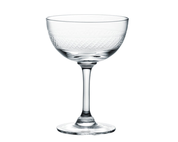 Crystal Champagne Saucers with Bands Design