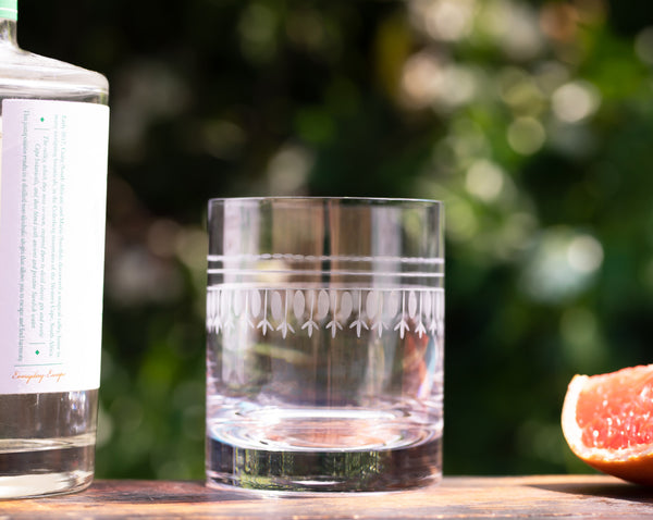 A Pair of Crystal Whisky Glasses with Ovals Design