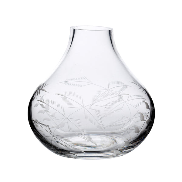 A Small Crystal Vase with Fern Design