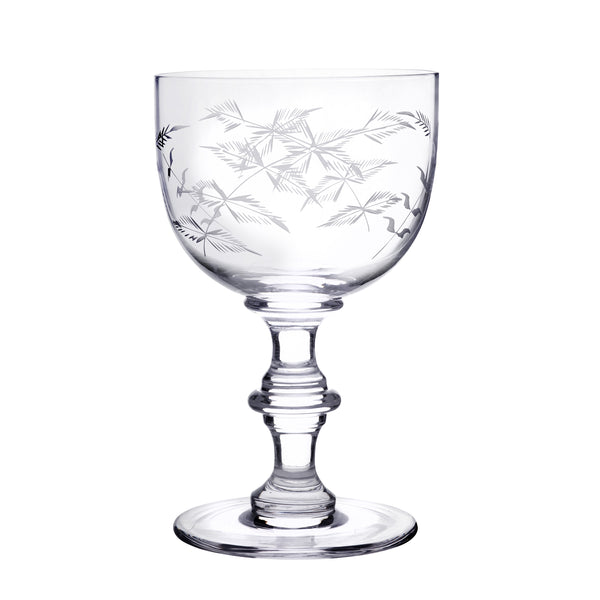 A Set Of Four Crystal Wine Goblets with Fern Design