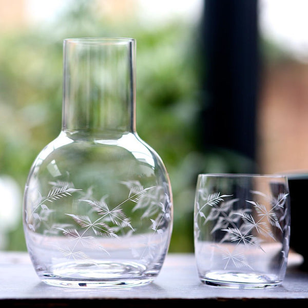 A Crystal Carafe Set with Fern Design