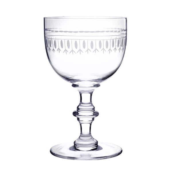 A Set Of Four Crystal Wine Goblets with Ovals Design