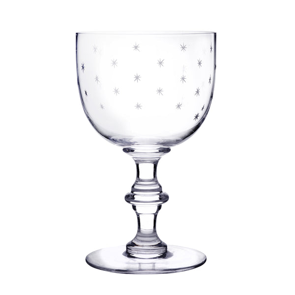 A Set Of Four Crystal Wine Goblets with Stars Design