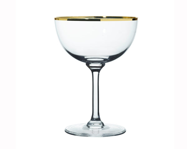 Crystal Champagne Saucers with Gold Rim Design