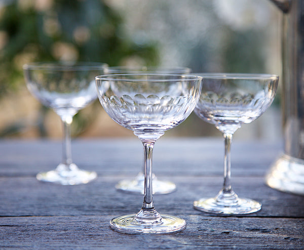 Crystal Champagne Saucers with Lens Design