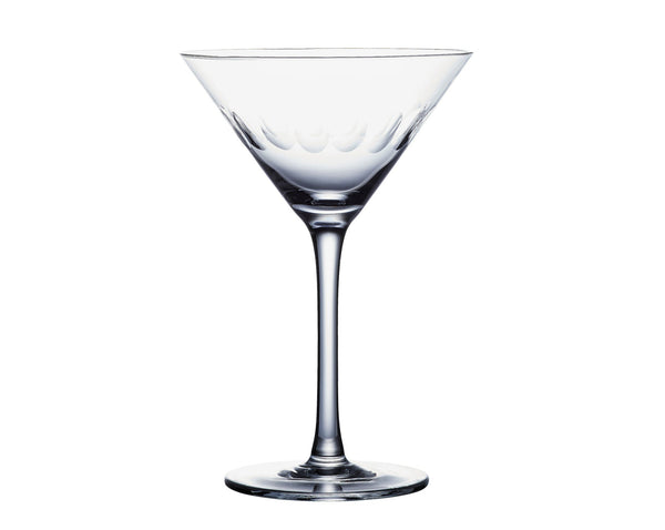 A Pair of Crystal Martini Glasses with Lens Design