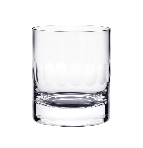 A Pair of Crystal Whisky Glasses with Lens Design