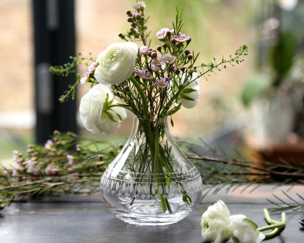 A Small Crystal Vase with Ovals Design
